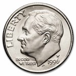 1996-W Roosevelt Dime 50-Coin Roll BU