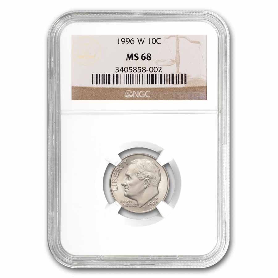 1996-W Roosevelt Dime MS-68 NGC