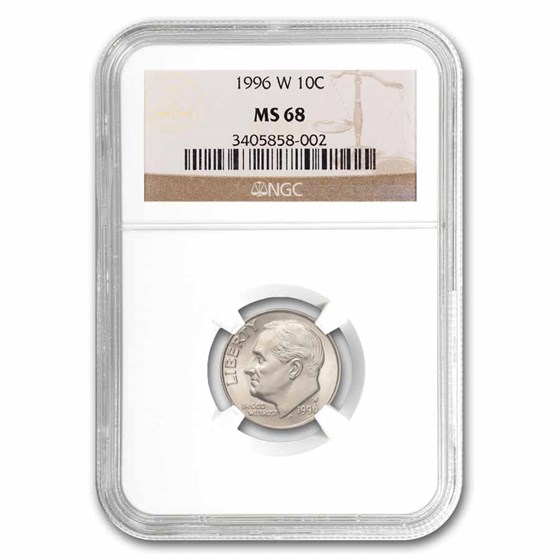 1996-W Roosevelt Dime MS-68 NGC 1996-W Roosevelt Dime MS-68 NGC