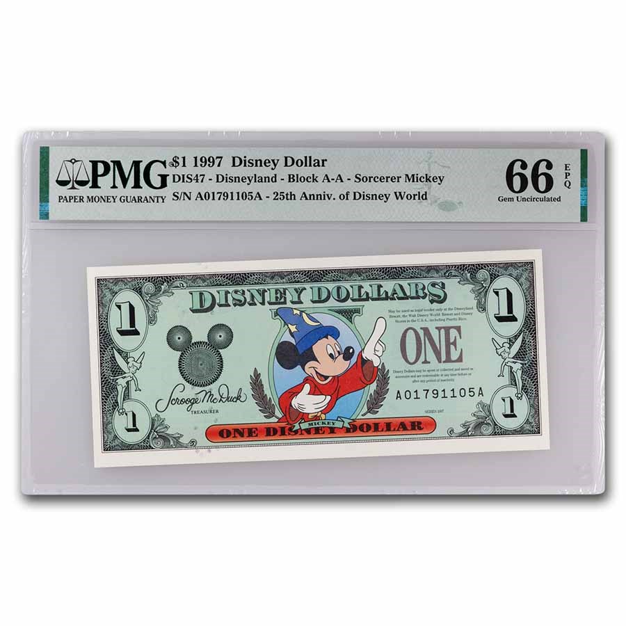 1997 $1.00 (AA) Sorcerer Mickey CU-66 EPQ PMG (DIS#47)