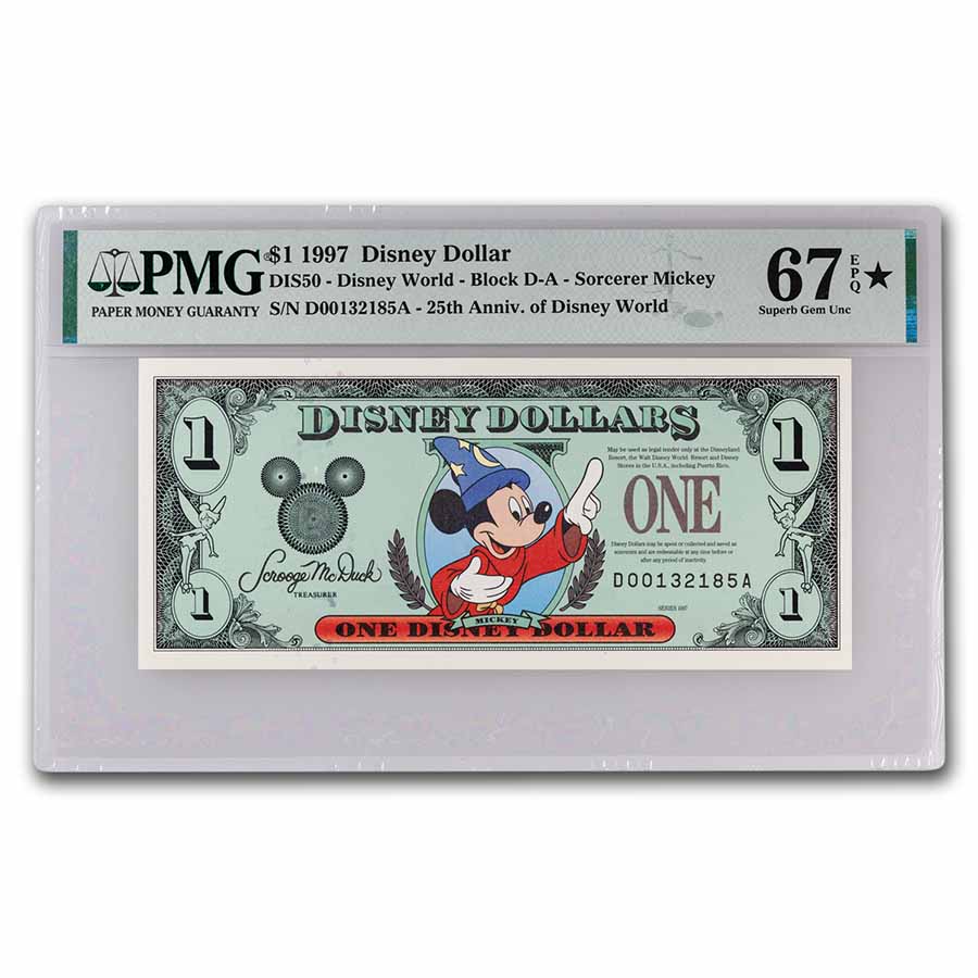 Buy 1997 $1.00 (DA) Sorcerer Mickey CU-67* EPQ PMG (DIS#50) | APMEX