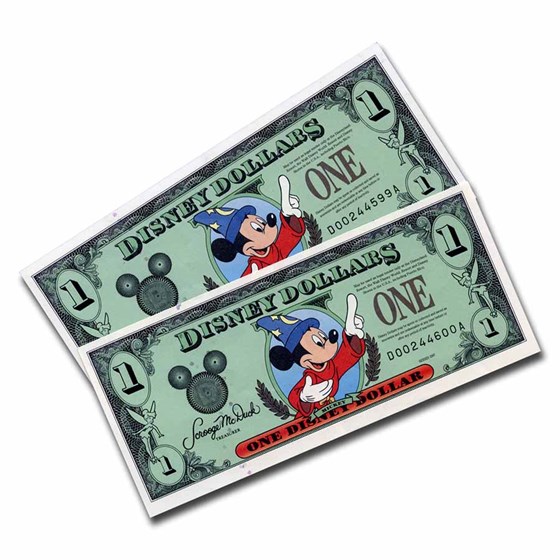 1997 $1.00 Disney World Sorcerer Mickey Gem CCU (2 Consecutive) 1997 $1.00 Disney World Sorcerer Mickey Gem CCU (2 Consecutive)
