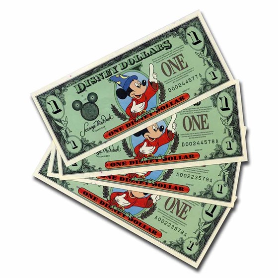 1997 $1.00 Disney World Sorcerer Mickey Gem CCU (4 Consecutive) 1997 $1.00 Disney World Sorcerer Mickey Gem CCU (4 Consecutive)