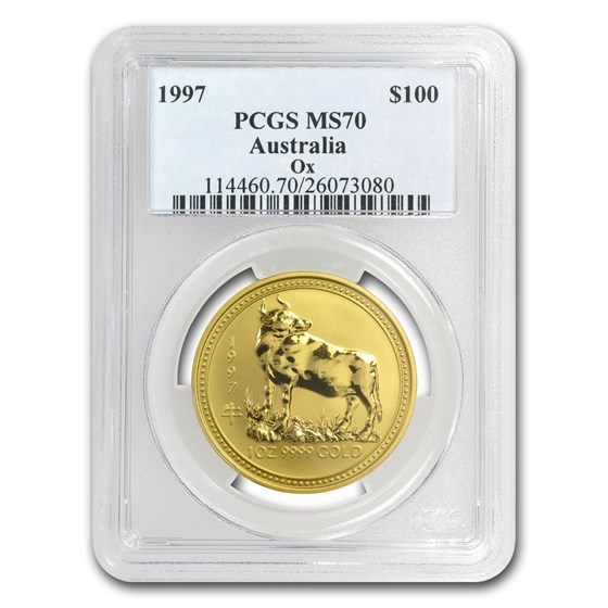 1997 1 oz Gold Lunar Year of the Ox MS-70 PCGS (Series I) 1997 1 oz Gold Lunar Year of the Ox MS-70 PCGS (Series I)