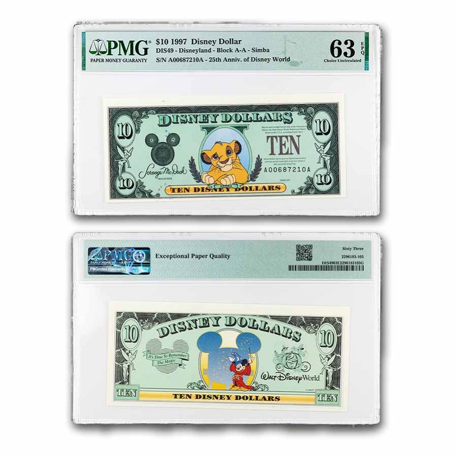 1997 $10.00 (AA) Simba (DIS#49) CU-63 EPQ PMG