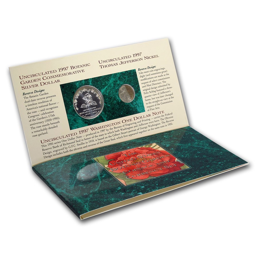 1997 3-Pc Botanic Garden Coin & Currency Set (Original Packaging)
