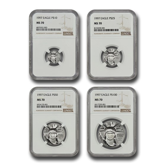 1997 4-Coin American Platinum Eagle Set MS-70 NGC (First Year) 1997 4-Coin American Platinum Eagle Set MS-70 NGC (First Year)