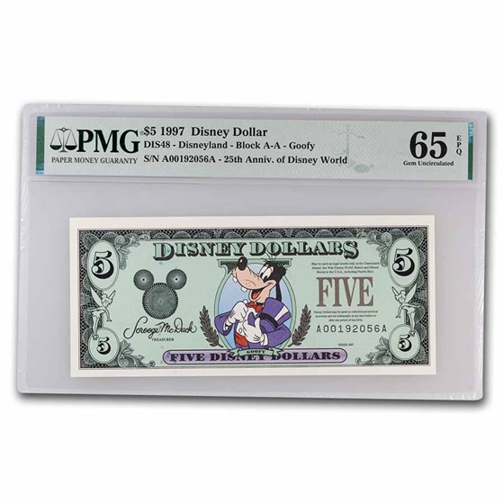 1997 $5.00 (AA) Formal Goofy (DIS#48) CU-65 EPQ PMG 1997 $5.00 (AA) Formal Goofy (DIS#48) CU-65 EPQ PMG