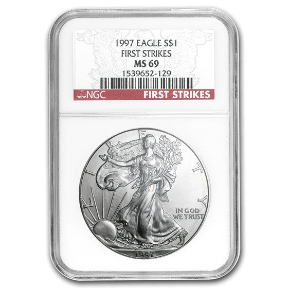 1997 American Silver Eagle MS-69 NGC (First Strikes) 1997 American Silver Eagle MS-69 NGC (First Strikes)