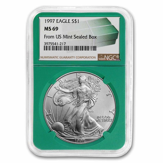 1997 American Silver Eagle MS-69 NGC (Green Holder) 1997 American Silver Eagle MS-69 NGC (Green Holder)