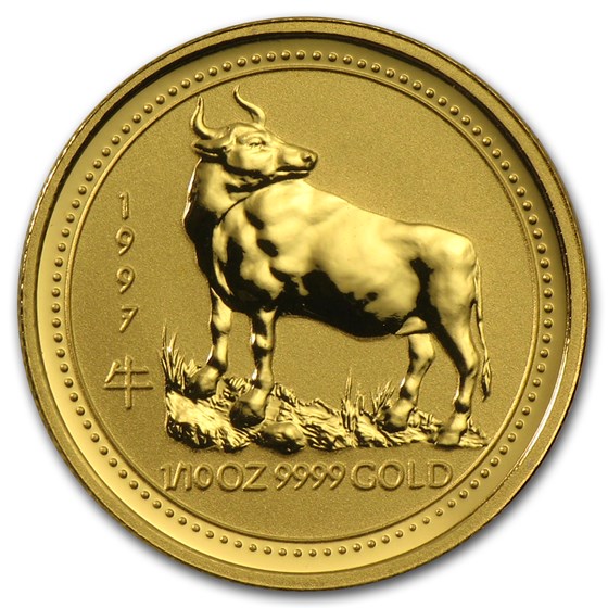 1997 Australia 1/10 oz Gold Lunar Ox BU (Series I)