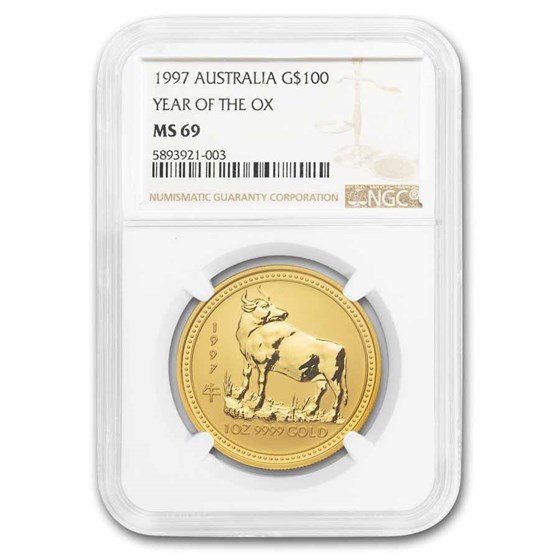 1997 Australia 1 oz Gold Lunar Ox MS-69 NGC (Series I)