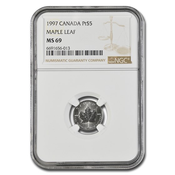 1997 Canada 1/10 oz Platinum Maple Leaf MS-69 NGC 1997 Canada 1/10 oz Platinum Maple Leaf MS-69 NGC