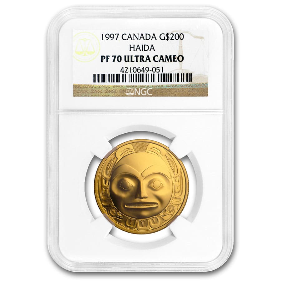 Buy 1997 Canada 1/2 oz Proof Gold $200 Raven Haida Mask PF-70 NGC