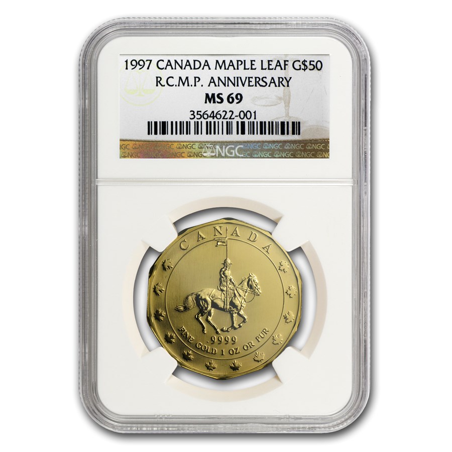 1997 Canada 1 oz Gold Mountie Maple Leaf MS-69 NGC