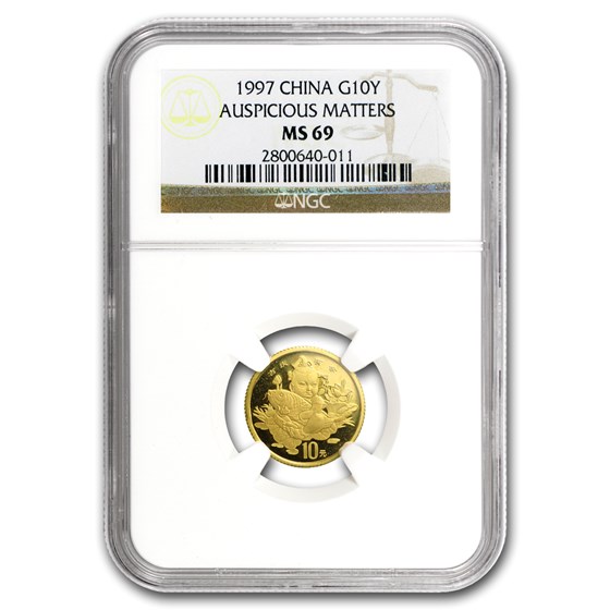 1997 China 1/10 oz Gold Coin of Auspicious Matters MS-69 NGC 1997 China 1/10 oz Gold Coin of Auspicious Matters MS-69 NGC