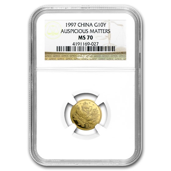 1997 China 1/10 oz Gold Coin of Auspicious Matters MS-70 NGC 1997 China 1/10 oz Gold Coin of Auspicious Matters MS-70 NGC
