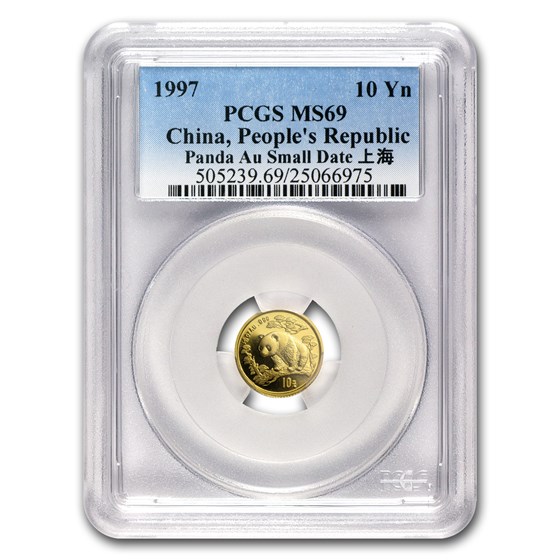1997 China 1/10 oz Gold Panda Small Date MS-69 PCGS 1997 China 1/10 oz Gold Panda Small Date MS-69 PCGS