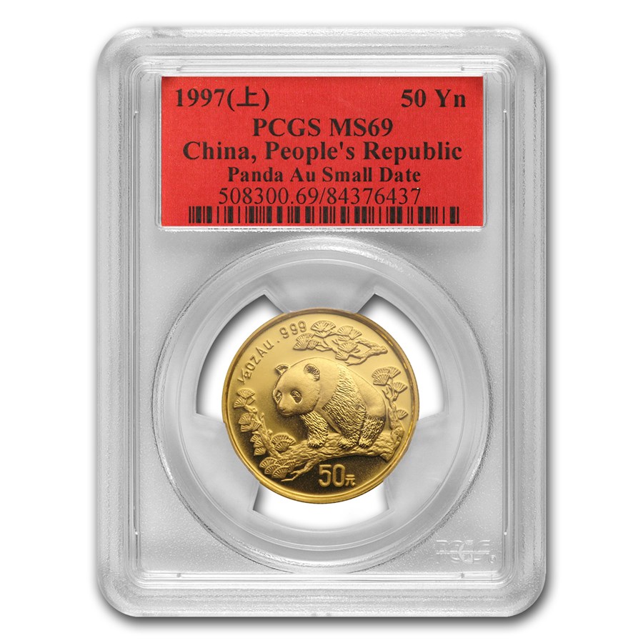 1997 China 1/2 oz Gold Panda MS-69 PCGS (Small Date)
