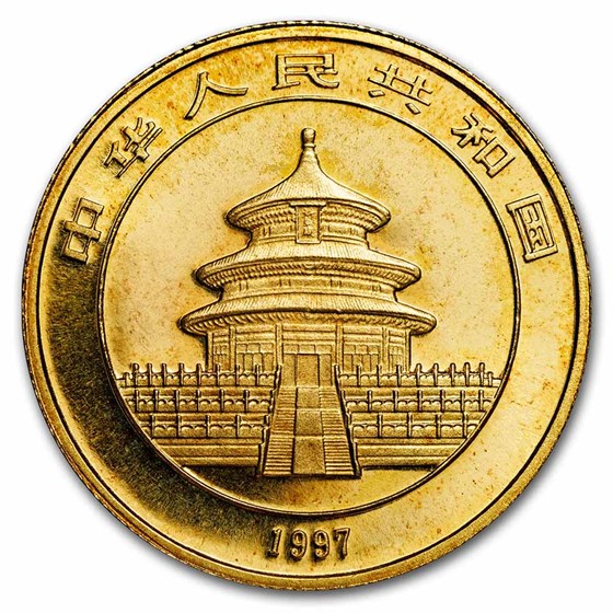1997 China 1/2 oz Gold Panda Small Date BU (In Capsule)
