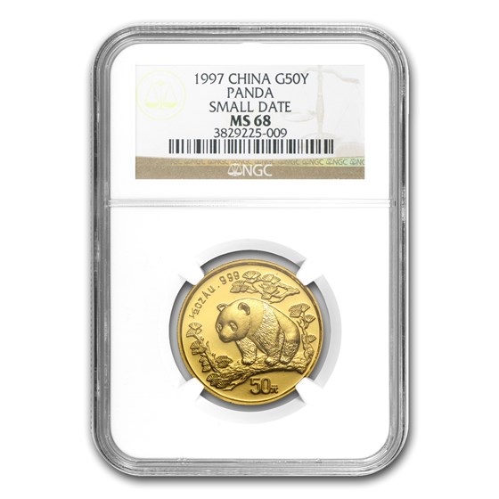 1997 China 1/2 oz Gold Panda Small Date MS-68 NGC 1997 China 1/2 oz Gold Panda Small Date MS-68 NGC