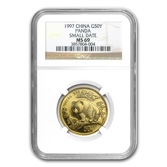 1997 China 1/2 oz Gold Panda Small Date MS-69 NGC 1997 China 1/2 oz Gold Panda Small Date MS-69 NGC