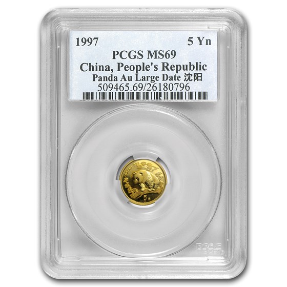1997 China 1/20 oz Gold Panda Large Date MS-69 PCGS 1997 China 1/20 oz Gold Panda Large Date MS-69 PCGS