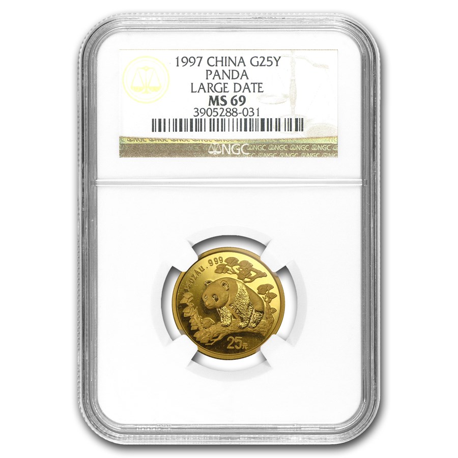 1997 China 1/4 oz Gold Panda Large Date MS-69 NGC