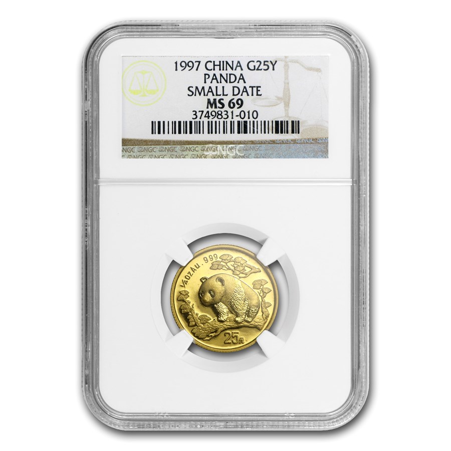 1997 China 1/4 oz Gold Panda Small Date MS-69 NGC