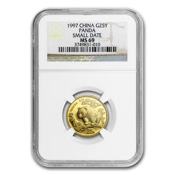 1997 China 1/4 oz Gold Panda Small Date MS-69 NGC 1997 China 1/4 oz Gold Panda Small Date MS-69 NGC