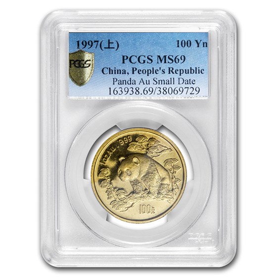 1997 China 1 oz Gold Panda Small Date MS-69 PCGS 1997 China 1 oz Gold Panda Small Date MS-69 PCGS