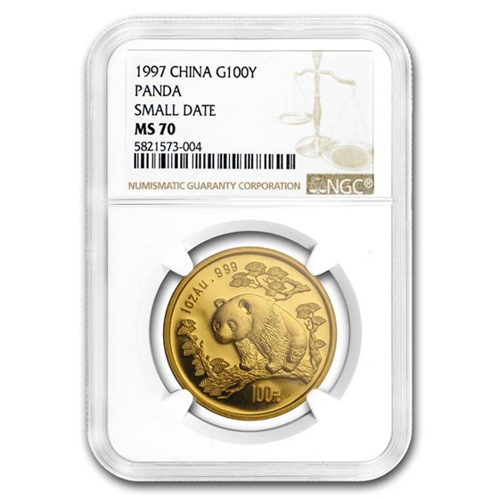 1997 China 1 oz Gold Panda Small Date MS-70 NGC 1997 China 1 oz Gold Panda Small Date MS-70 NGC