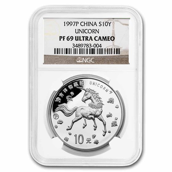 1997 China 1 oz Silver 10 Yuan Unicorn PF-69 NGC 1997 China 1 oz Silver 10 Yuan Unicorn PF-69 NGC