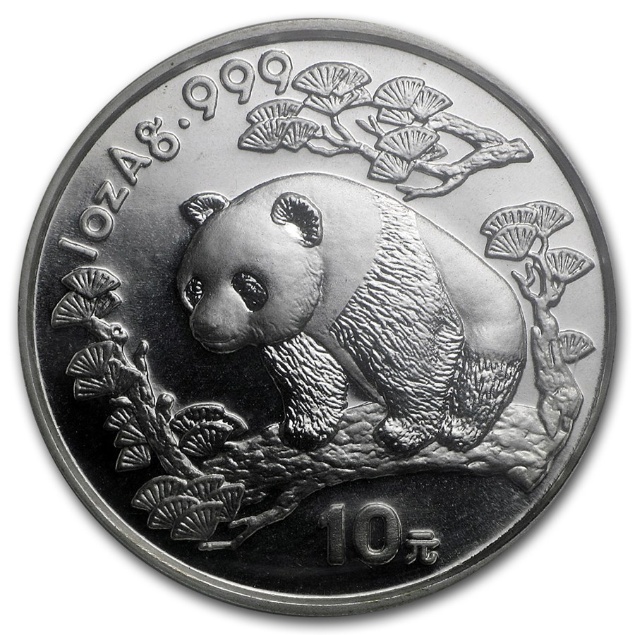 1997 China 1 oz Silver Panda Small Date BU (Sealed)