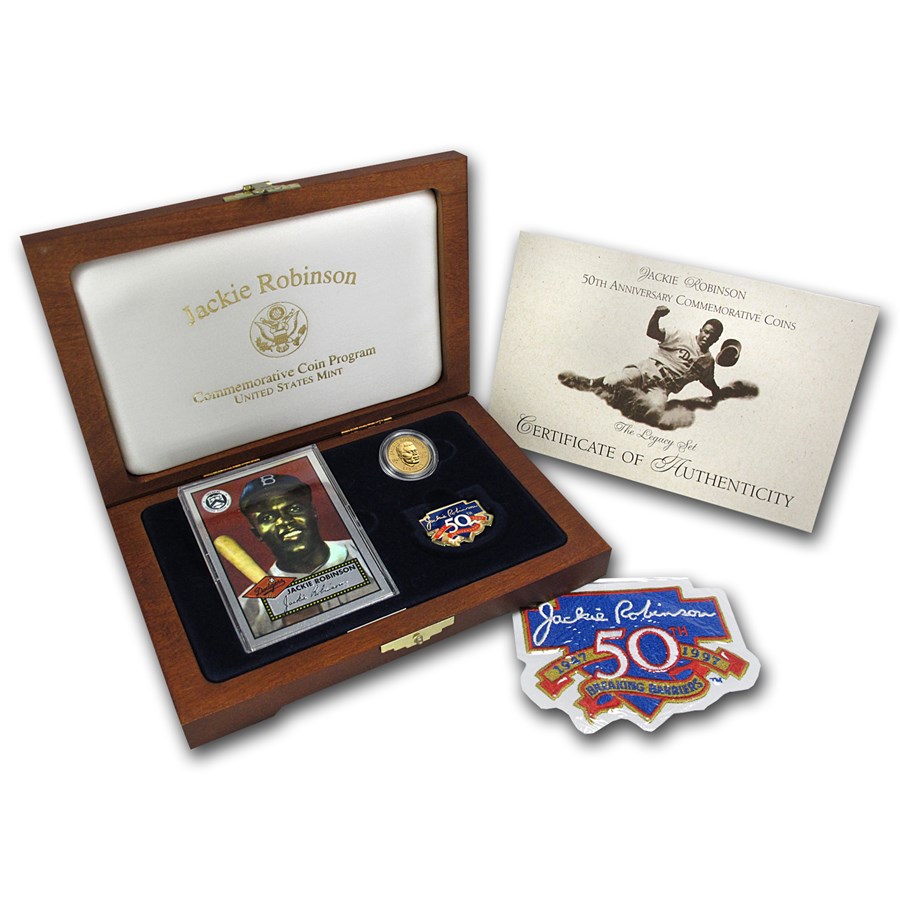 1997 Gold $5 Commem Jackie Robinson Pf Legacy Set (w/Box & COA)