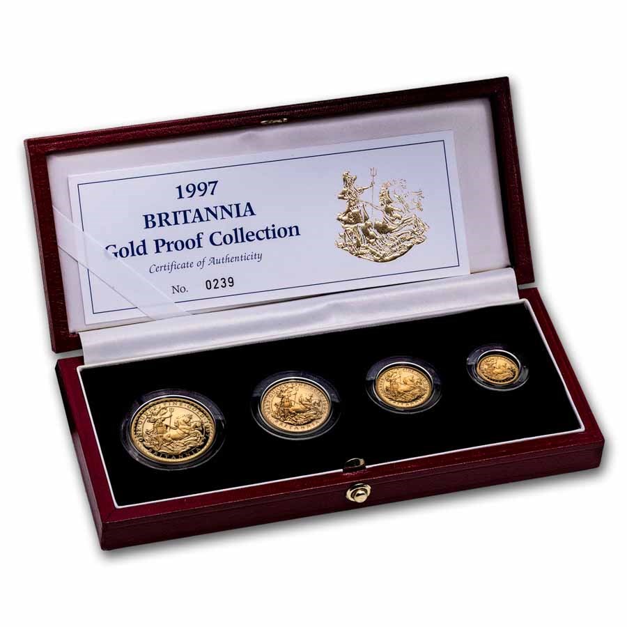 1997 Great Britain 4-Coin Gold Britannia Proof Set (w/Box & COA)