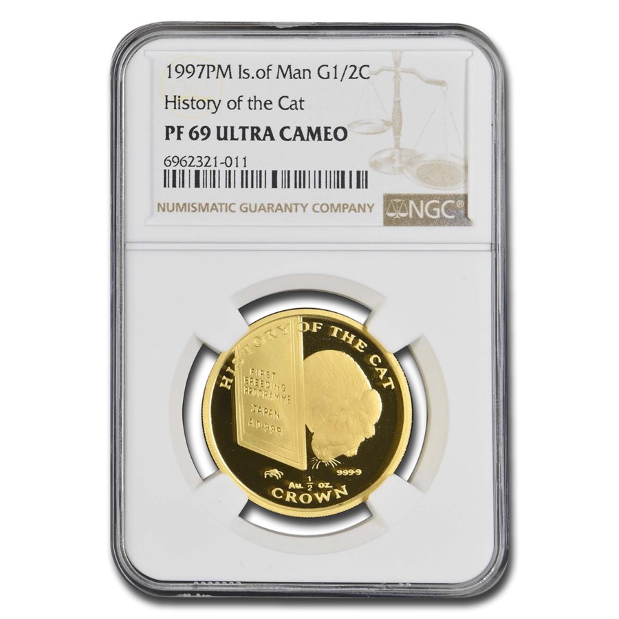 1997 Isle of Man 1/2 oz Gold History of the Cat PF-69 UCAM NGC