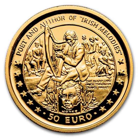 1997 Isle of Man 1/25 oz Gold Composer and Poet Thomas Moore