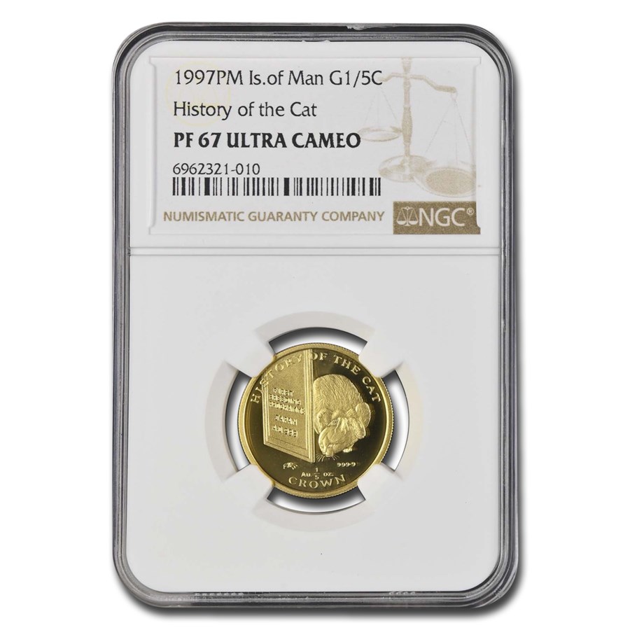 1997 Isle of Man 1/5 oz Gold History of the Cat PF-67 UCAM NGC