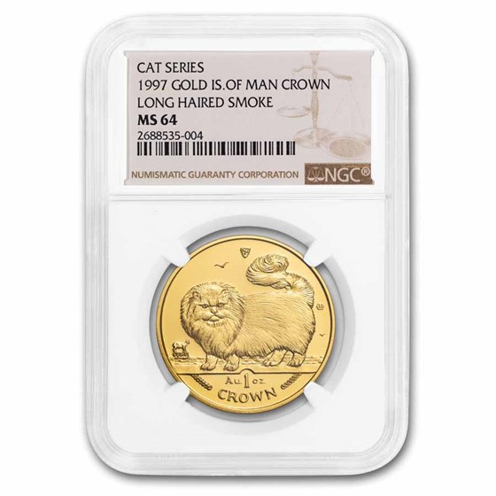 1997 Isle of Man 1 oz Gold Long Haired Smoke Cat MS-64 NGC 1997 Isle of Man 1 oz Gold Long Haired Smoke Cat MS-64 NGC