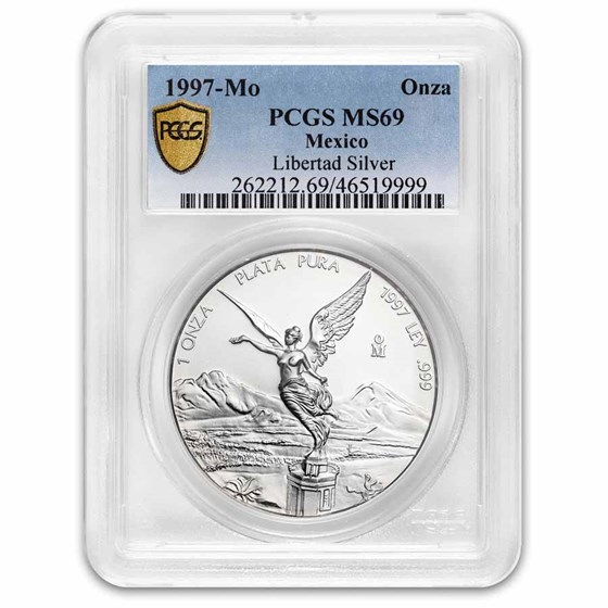 1997 Mexico 1 oz Silver Libertad MS-69 PCGS 1997 Mexico 1 oz Silver Libertad MS-69 PCGS