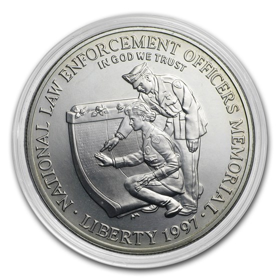 1997-P Law Enforcement $1 Silver Commem BU (Capsule only) 1997-P Law Enforcement $1 Silver Commem BU (Capsule only)