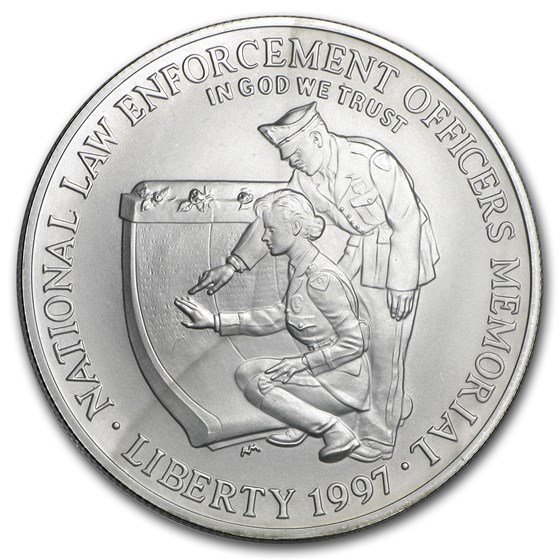 1997-P Law Enforcement $1 Silver Commem BU (w/Box & COA)