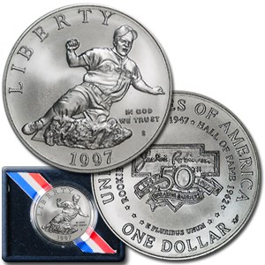 1997-S Jackie Robinson $1 Silver Commem BU (w/Box & COA)