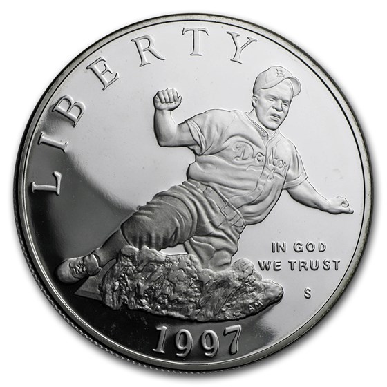 1997-S Jackie Robinson $1 Silver Commem Proof (w/Box & COA) 1997-S Jackie Robinson $1 Silver Commem Proof (w/Box & COA)