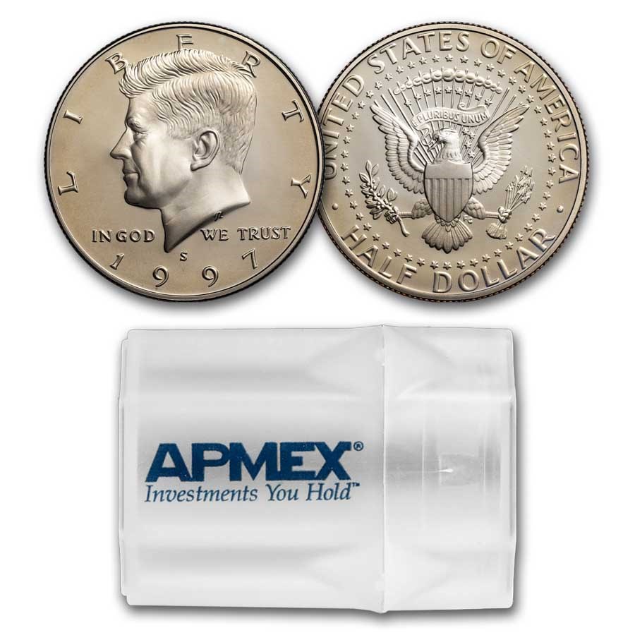 1997-S Kennedy Half Dollar 20-Coin Roll Proof