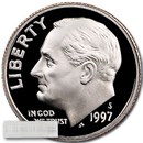 1997-S Roosevelt Dime 50-Coin Roll Proof
