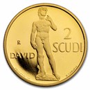 1997 San Marino Gold 2 Scudi Michelanglo's David Proof