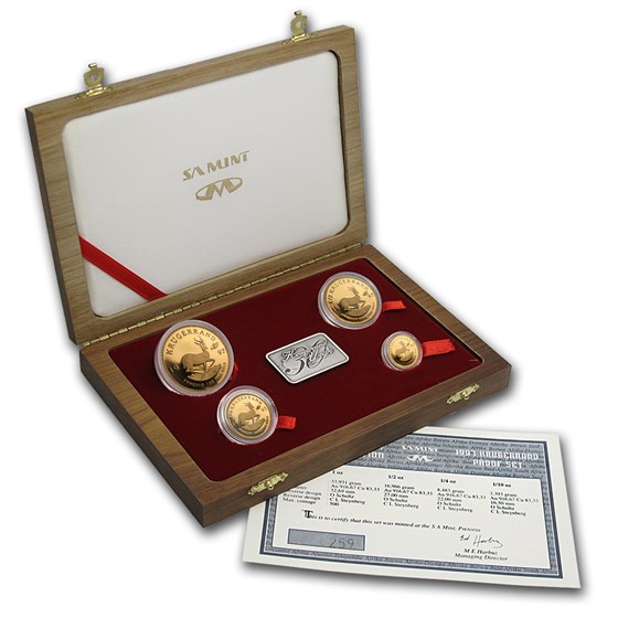 1997 South Africa 4-Coin Gold Krugerrand 30th Anniv Prf Set