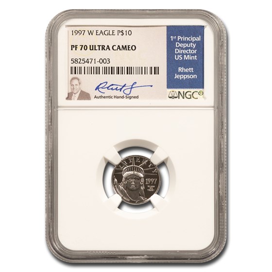 1997-W 1/10 oz American Platinum Eagle PF-70 UCAM NGC (Jeppson) 1997-W 1/10 oz American Platinum Eagle PF-70 UCAM NGC (Jeppson)
